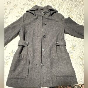 GAP women’s wool blend button front coat jacket size small with removable hood
